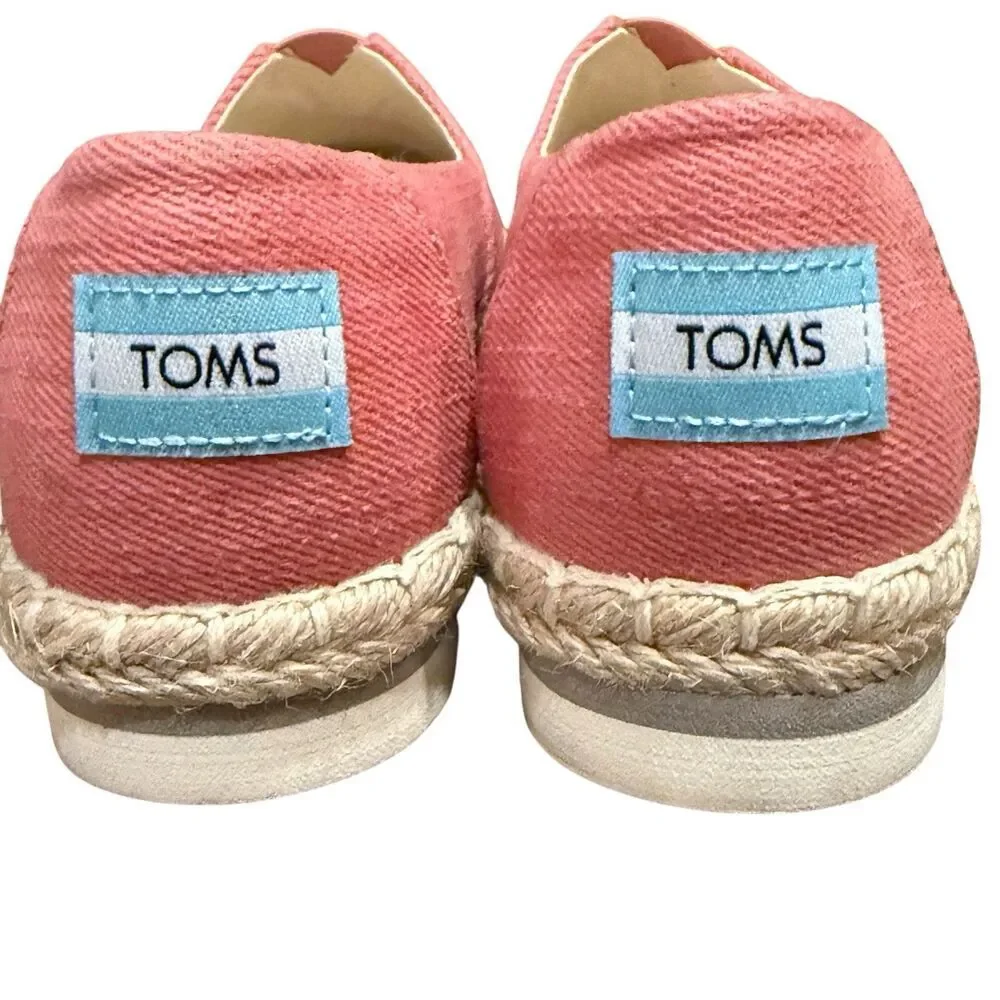 Toms Women's Alpargata Espadrille Platform Loafers Size 5.5 Pink Coral Shoes